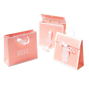 Sang Trọng Mỹ phẩm Boutique Túi mua sắm màu tím sinh nhật màu hồng bên đám cưới Magenta đồ trang sức Túi Quà Tặng giấy với Ribbon Bow - Product Image 2