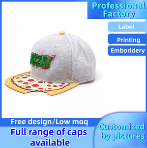 Gorra de Béisbol Unisex Estilo Hip Hop con Bordado 3D Personalizado, Diseño Vintage de Pizza, Visera con Estampado de Bocado de Pizza, Hebilla Plateada de Cobre - Product Image 1
