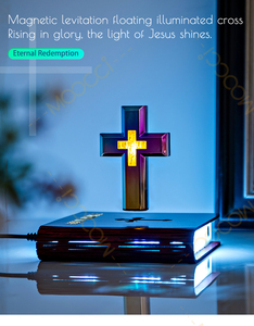 Novelty Gift <b>RGB</b> LED Starry Night Bedroom Light Cordless Magnetic Levitation Floating Cross for Easter Holiday Decorations - Product Image 1