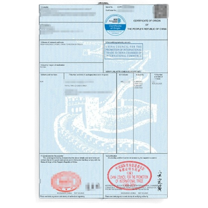 Certificat d'origine pour l'ALE de la Chine vers la Nouvelle-Zélande, le Costa Rica, l'Islande, la Suisse, l'Australie, les Maldives, l'Équateur et le Pérou - Product Image 1