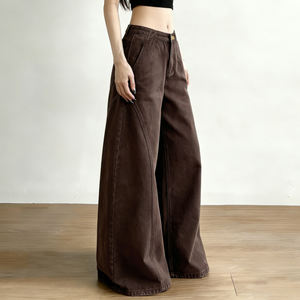 Jeans de Corte Bootcut Holgados y Transpirables para Mujer, Pantalones Vaqueros Deslavados con Dobladillo Curvo, Cintura Baja, Casuales, Lisos - Product Image 3