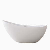 Baignoire autoportante moderne de luxe en acrylique blanc pour hôtel, avec bain à remous, drain et robinet inclus