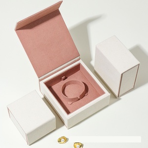 Coffret de rangement de luxe léger en coton et lin, couleur chaude, personnalisable, pour bijoux, colliers de perles, ensembles de bagues et chaînes - Product Image 3