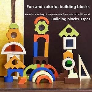 Ensemble de blocs de construction en bois <span class=keywords><strong>Montessori</strong></span> StarQmi, fenêtre miroir couleur, thème fantastique science-fiction photosensible, exploration sensorielle - Product Image 3