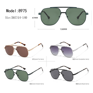 Gafas de Sol de Piloto Unisex, Montura Metálica Rectangular, Lentes Verdes, Protección UV400, Uso en Exteriores, Adultos - Product Image 3