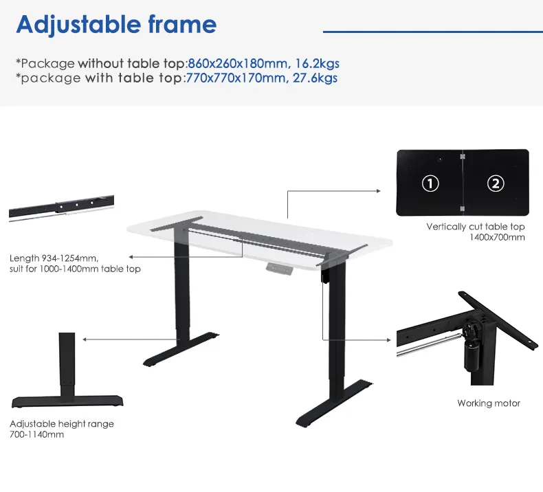 SR2Dモダンシングルモーター電気オフィスコンピューターワークステーションテーブル高さ調節可能なスタンディングデスクフレームホームオフィス用