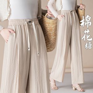 Black Cotton Linen Women's High Waisted Loose Straight Leg Casual Trousers Breathable Crepe Fabric Lw C94 - Product Image 2