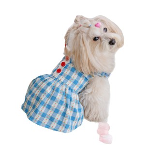 Oether <b>Pet</b> Dog Dress Pink Checkered <b>Collar</b> Spring Comfortable Skirt For Small Dogs - Product Image 3