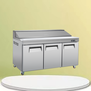 Réfrigérateur-congélateur <span class=keywords><strong>avec</strong></span> plateau en verre - <span class=keywords><strong>Table</strong></span> de préparation de salades et de sandwichs commerciale <span class=keywords><strong>avec</strong></span> refroidisseur intégré - Product Image 3