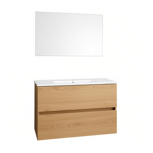 Mueble de baño con espejo incluido, 80 x 45 x 52 cm, roble natural, montado en la pared - Product Image 3