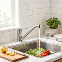 Robinet de cuisine moderne en alliage de zinc chromé, à installer sur le plan, eau chaude et froide, avec cartouche céramique, idéal pour hôtels et appartements