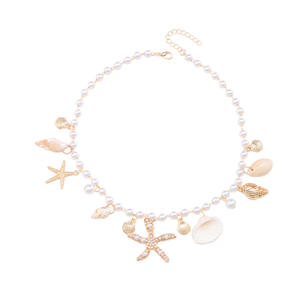 Bohemian Summer <b>Beach</b> Seashell <b>Necklace</b> With Imitation Pearl Starfish Conch Pendant For Women Party Jewelry - Product Image 5