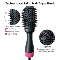 Sèche-cheveux brosse 2-en-1 à air chaud et peigne lissant pour cheveux bouclés, usage domestique et hôtelier, logo personnalisé gratuit, faible MOQ