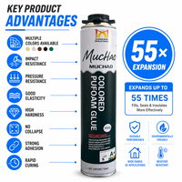 Colle mousse PU multi-tones A14 de qualité supérieure, sans danger, faible teneur en COV, 750 ml, expansion 55x, pour la construction de grands aquariums et de roches artificielles