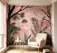 Papier Peint Paysage Tropical Palmiers, Murale Vintage Jungle Grande Montagne, Papier Mural pour Décoration Murale Maison Chambre Café Hôtel