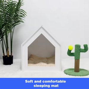 עץ מלא לחיות מחמד ריהוט לבית כלבים קטנים עץ כלב לבן מקורה בתים ארגז כלב לבן מקורה ללא דלת - Product Image 6