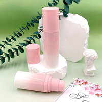 Flacon de voyage portable à pression, type airless, en plastique, pour lotion, dégradé rose, 30 ml, 50 ml