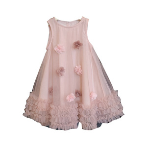 Abito da Principessa Senza Maniche per Bambine con Fiori 3D, Tessuto Morbido in Misto Cotone-Poliestere, Stile <span class=keywords><strong>Dolce</strong></span> ed Elegante, Ideale per l'Uso Quotidiano - Product Image 5