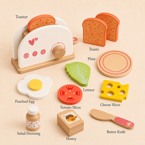 Ensemble de jouets de <span class=keywords><strong>cuisine</strong></span> <span class=keywords><strong>en</strong></span> <span class=keywords><strong>bois</strong></span> éducatif pour enfants, jeu d'imitation petit-déjeuner, simulation de nourriture, grille-pain pop-up, <span class=keywords><strong>jouet</strong></span> Montessori - Product Image 2