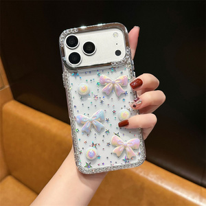 Gradient Seashell <b>Bow</b> Butterfly Mobile Phone case for iPhone 17 16 15 Pro Max Beads iridescent shell Rainbow Ombre back Cover - Product Image 6