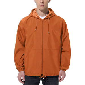 Veste coupe-vent personnalisée unisexe orange, légère, style safari, coupe décontractée, polyester, couleur unie, LOGO - Product Image 4