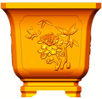 Moule de pot de fleurs décoratif de jardin en béton/ciment, moule de jardinière en plastique ABS, grand moule de pot de fleurs extérieur, jardinière à motif Fu