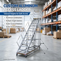 Échafaudage de chariot de stockage d'échelle pliante mobile de camion de plate-forme de travail portatif en aluminium 3-en-1 pour l'usage d'intérieur/extérieur