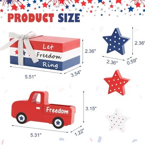 Set de Decoración de Madera para el 4 de Julio, Camión Rojo, Estrella, Decoración de Mesa, Centros de Mesa Rojos, Blancos y Azules para el Día de la Independencia - Product Image 5