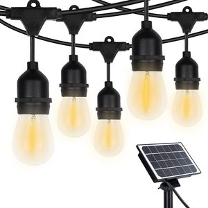 LED Ngoài Trời Vườn S14 Chuỗi Lights Năng Lượng Mặt Trời Powered, 48FT Treo 15 + 1 LED Edison Bulbs E27 Ổ Cắm Ngoài Trời Ấm Áp Trắng Festoon Li - Product Image 1