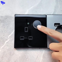 TEP L89 Luxe Panneau mural en verre trempé 2.5D 1 Gang 2 Voies Monopolaire/Bipolaire Interrupteur Électrique Moderne pour Décoration Intérieure