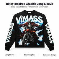 Sweat-shirt imprimé pour homme, motif squelette de moto, col rond, pull décontracté pour la collection streetwear