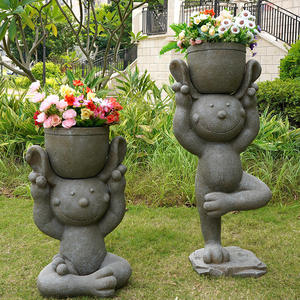 Pot de fleurs en forme de lapin, décoration de jardin, sculpture d'extérieur, jardinière animale de dessin animé pour aménagement paysager - Product Image 1