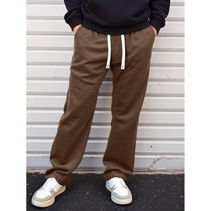 Pantalones de pana holgados informales personalizados para hombre, pantalones de chándal holgados de pierna ancha de algodón 100% con bolsillos con cordón en la cintura elástica - Product Image 1