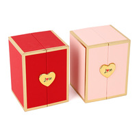 Boîte cadeau de luxe en forme d'ours en peluche rose avec double porte magnétique et emballage en papier pour bagues, colliers, cadeau de la Saint-Valentin, cadeau d'anniversaire