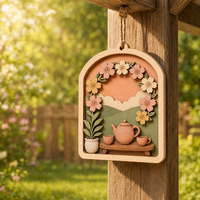 Plaque personnalisée en contreplaqué peuplier découpée au laser pour couronne de fleurs de la Fête des Mères, pour cadeau en gros, conforme CPSC, prête pour l'enregistrement EFiling, DDP