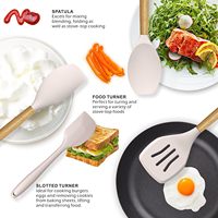 Ustensiles de cuisine résistants à la chaleur, ensemble d'ustensiles de cuisine en silicone avec manche en bois