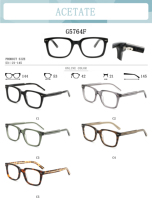 Lunettes optiques unisexes G5764F rétro carrées en acétate, monture intégrale gris transparent, verres démonstratifs clairs, logo personnalisé, vente en gros