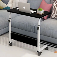 Bureau d'ordinateur portable moderne en acier robuste, réglable en hauteur, pliable, en métal et MDF, pour salon et chambre, surface en PVC facile à nettoyer