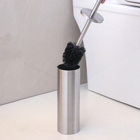 Accessoires de salle de bain AKPN, brosse de toilette ronde en acier inoxydable, support de brosse de toilette autoportant pour le nettoyage des toilettes