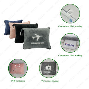 بطانية صوفية وحقيبة 2 في 1 بسعر منخفض للغاية، طقم بطانية للسفر بالطائرة، مع شعار مطرز مخصص مرفق - Product Image 4