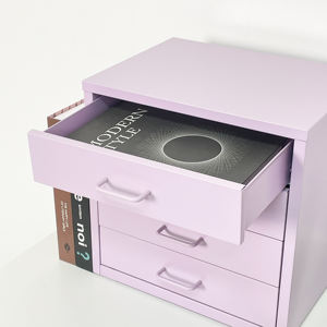Living Room Cabinets 4-<strong>Drawer</strong> Purple Steel Storage <strong>Drawer</strong> Cabinet for Home Study Bedroom Apartment - Product Image 3