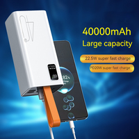 Dernier modèle de batterie externe à charge ultra-rapide 22,5 W avec sortie Type C, 40000 mAh, affichage numérique, capacité réelle, PD20W, 40000 mAh