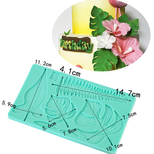 Flamingo Fondant Cake Silicone Mold Green Pink 2 Pieces Tropical Leaf Design Baking DIY Tools - Product Image 4