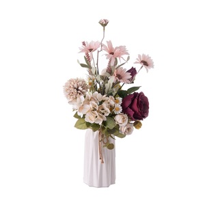 Bouquet de fleurs artificielles Haruka, rose, marguerite, hortensia, tissu tissé en plastique, décoration de mariage et de maison CF01269 - Product Image 5
