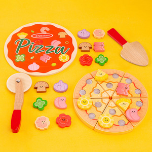 Jouet de cuisine en bois pour enfants, pour découper la pizza, jeu d'imitation, pour les 2-13 ans, éducation précoce, cognition - Product Image 3