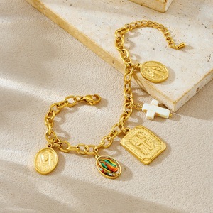 European Style Gold Plated Pendant <b>Set</b> With Cross Charm Necklace And <b>Bracelet</b> For Women Everyday Wear - Product Image 3