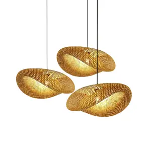 High Quality Latest Bamboo Lampshade Handmade Hanging Lamp Bamboo Pendant Ornament Lights Led luminaire en bambou