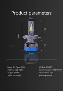 Phare LED H4, ampoule de phare LED <span class=keywords><strong>H7</strong></span>, phare LED 120w, phare LED 12000lm 3570 pour voiture universelle - Product Image 6