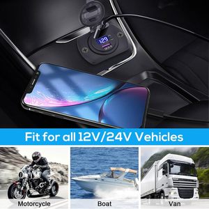 Cargador USB de 12V 30W con PD USB-C y QC 3.0, con Voltímetro LED para <span class=keywords><strong>Barco</strong></span>, Moto, RV - Product Image 5