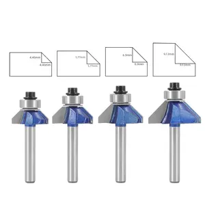 4pcs High Quality 45 Degree Chamfer Router Bit 6 Shank Bevel Edge Forming Woodworking Milling Cutter Wood Router Bit